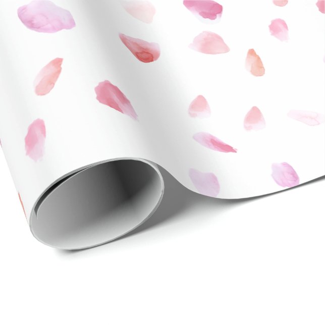 Romantic Pink Peach Rose Petals Floral Bridal Show Wrapping Paper (Roll Corner)