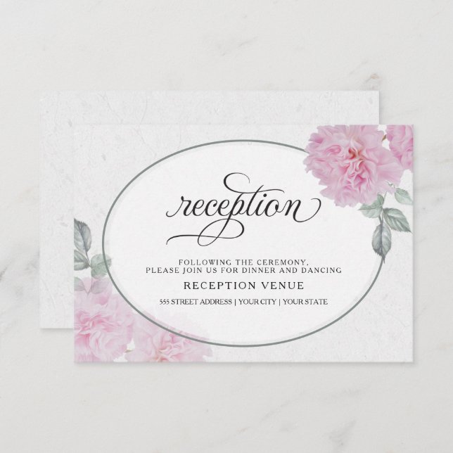 Romantic Pink Peonies Rice Paper BarefootBride™ Invitation (Front/Back)