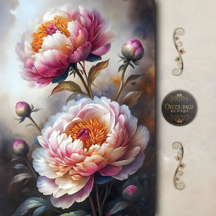 Romantic Pink Peony Decoupage Tissue Paper