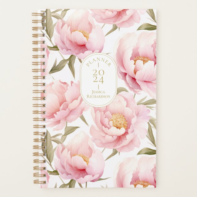 Romantic Pink Peony Planner (Front)