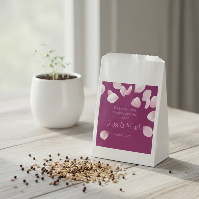 Romantic Pink Petals Wedding Favour Seed Bag (Creator Uploaded)
