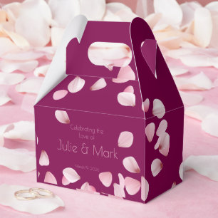 Romantic Pink Petals Wedding Gable Favour Box