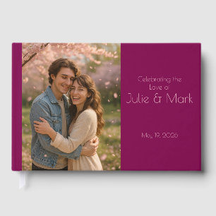 Romantic Pink Petals Wedding Guest Book