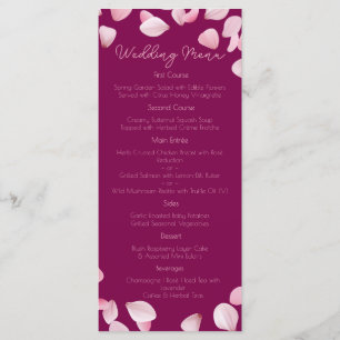 Romantic Pink Petals Wedding Menu