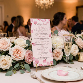 Romantic Pink Petals Wedding Menu