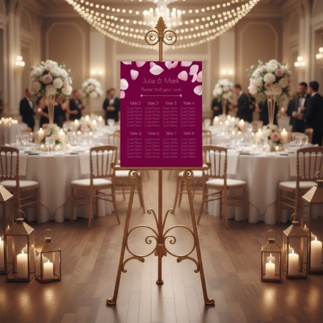 Romantic Pink Petals Wedding Seating Chart (Creator Uploaded)