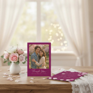 Romantic Pink Petals Wedding Thank You Card