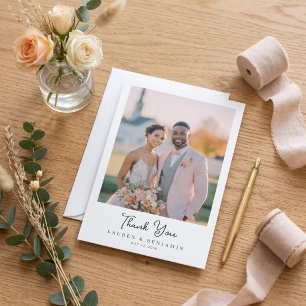 Romantic Pink Photo Thank You Card