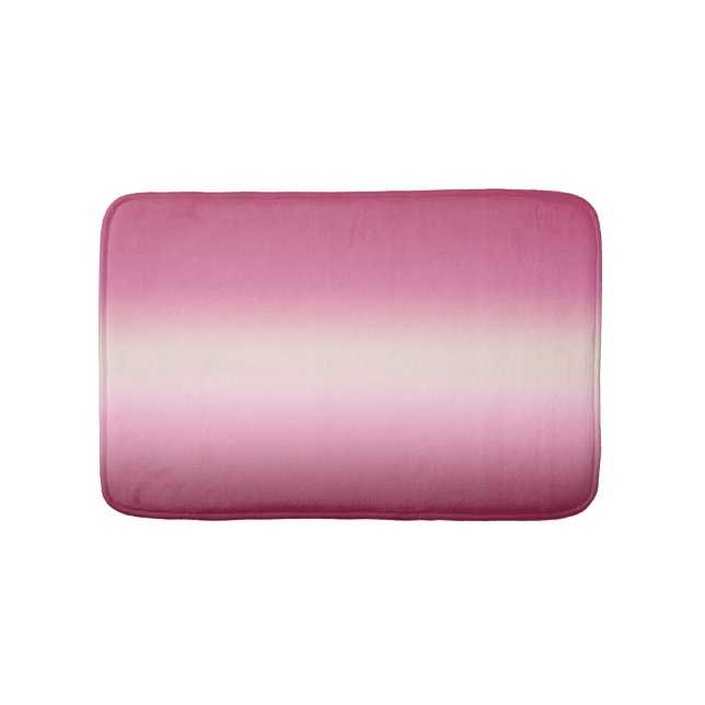 Romantic Pink & Pretty Ivory Cream Gradient Ombre  Bath Mat (Front)
