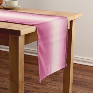 Romantic Pink & Pretty Ivory Cream Gradient Ombre  Short Table Runner