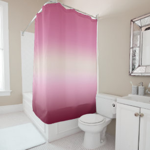 Romantic Pink & Pretty Ivory Cream Gradient Ombre Shower Curtain