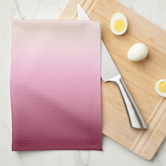 Romantic Pink & Pretty Ivory Cream Gradient Ombre  Tea Towel (Quarter Fold)