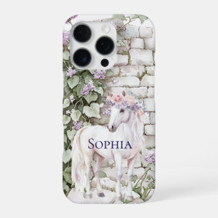 Romantic Pink Purple Floral Horse Bricks and Ivy iPhone 16 Pro Case