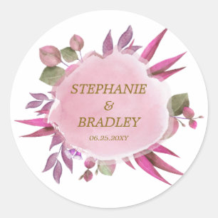 Romantic Pink Purple Wedding Thank You Sticker