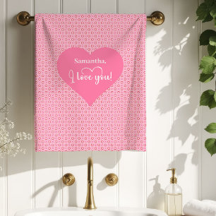 Romantic Pink Red Hearts Happy Valentine’s Day X O Bath Towel Set