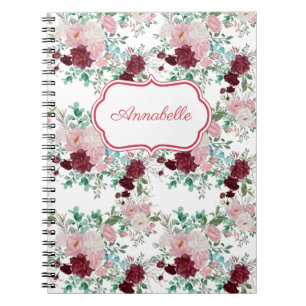 Romantic Pink & Red Roses Personalized Notebook