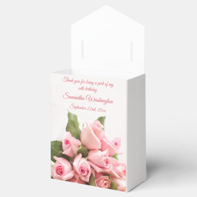 Romantic Pink Rose Bouquet Birthday Favour Box (Opened)