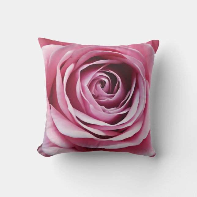Romantic pink rose bud nursery decor cushion (Front)