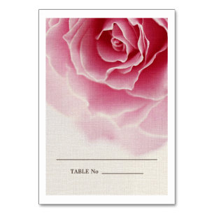 Romantic Pink Rose Burlap Texture Wedding Table Number