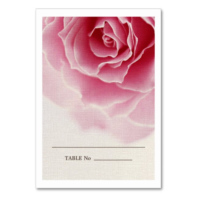 Romantic Pink Rose Burlap Texture Wedding Table Number (Front)