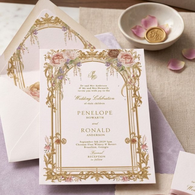Romantic Pink Rose Gold Wedding Invitation (Creator Uploaded)
