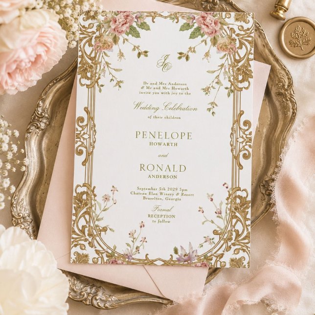 Romantic Pink Rose Gold Wedding Invitation (Creator Uploaded)