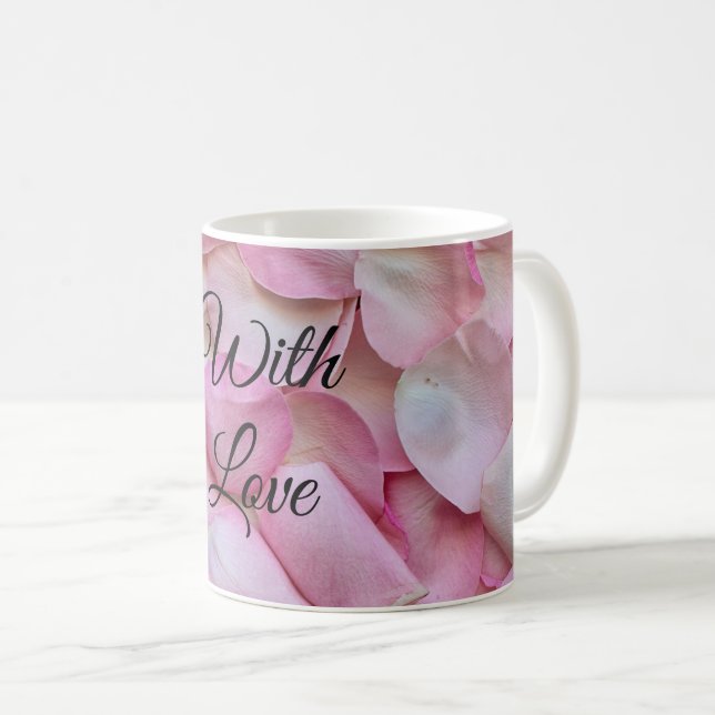 Romantic Pink Rose Petals Coffee Mug (Front Right)
