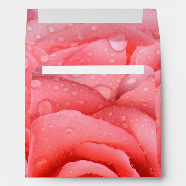 Romantic Pink Rose Water Drops Envelope (Back (Bottom))