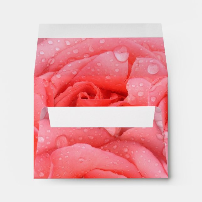 Romantic Pink Rose Water Drops Envelope (Back (Bottom))
