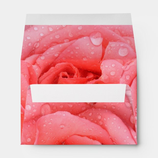 Romantic Pink Rose Water Drops Envelopes (Back (Bottom))