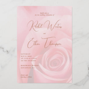 Romantic Pink Rose Wedding Invitation