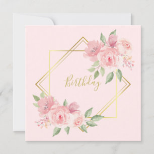 Romantic pink roses Birthday party Invitation