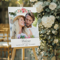 Romantic Pink Roses & Calligraphy Photo Welcome