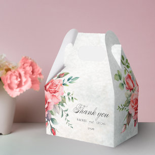 Romantic Pink Roses & Calligraphy Thank You Favour Box