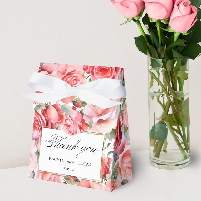 Romantic Pink Roses & Calligraphy Thank You Favour Box (Creator Uploaded)