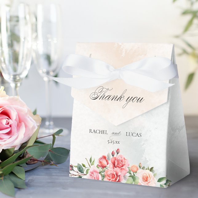 Romantic Pink Roses & Calligraphy Thank You Favour Box (Creator Uploaded)