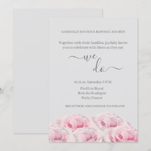 Romantic Pink Roses Elegant Floral We Do Wedding Invitation