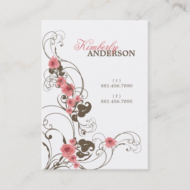 Romantic Pink Roses Fleur Elegant Profile Card (Front)
