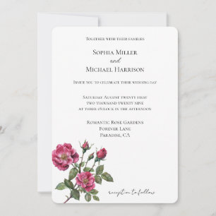 Romantic Pink Roses Floral Wedding Invitation