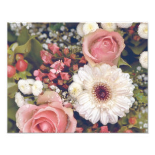 Romantic Pink Roses Flower Bouquet Photo Print