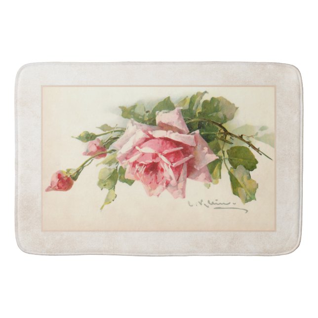 Romantic Pink Roses on Artisan Background Bath Mat (Front)