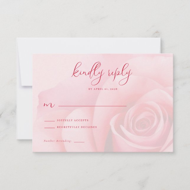 Romantic Pink Roses RSVP Card (Front)