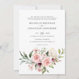 Romantic Pink Roses (Style 2) Wedding Invitation 