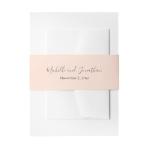 Romantic Pink Roses Wedding Invitation Belly Band