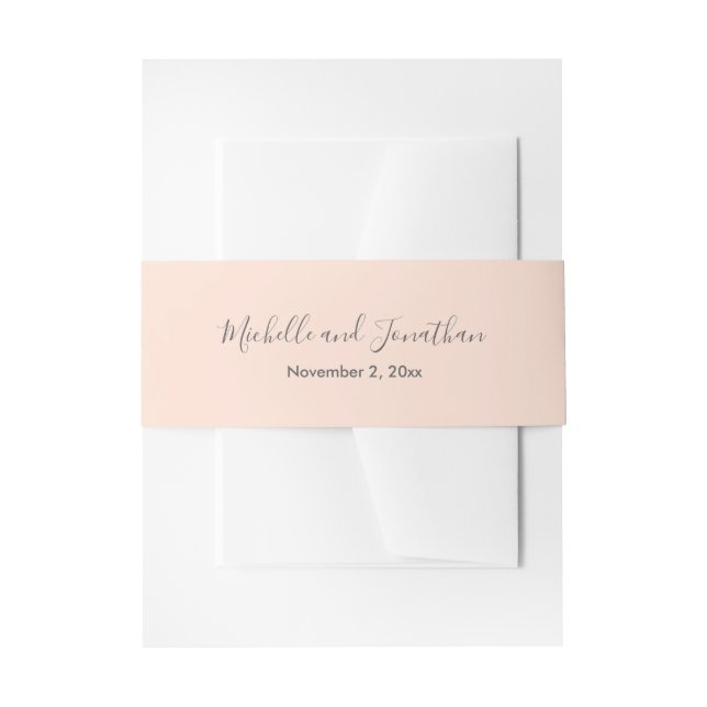 Romantic Pink Roses Wedding  Invitation Belly Band (Front Example)