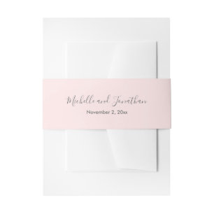 Romantic Pink Roses Wedding Invitation Belly Band