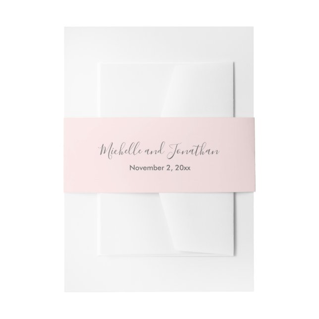 Romantic Pink Roses Wedding  Invitation Belly Band (Front Example)