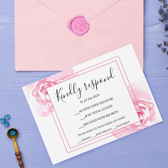 Romantic Pink Roses Wedding Response Card RSVP (Creator Uploaded)