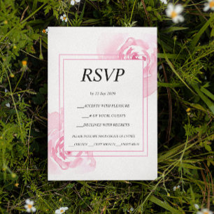 Romantic Pink Roses Wedding Response Card RSVP