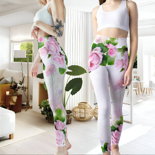 Romantic Pink Roses women Leggings